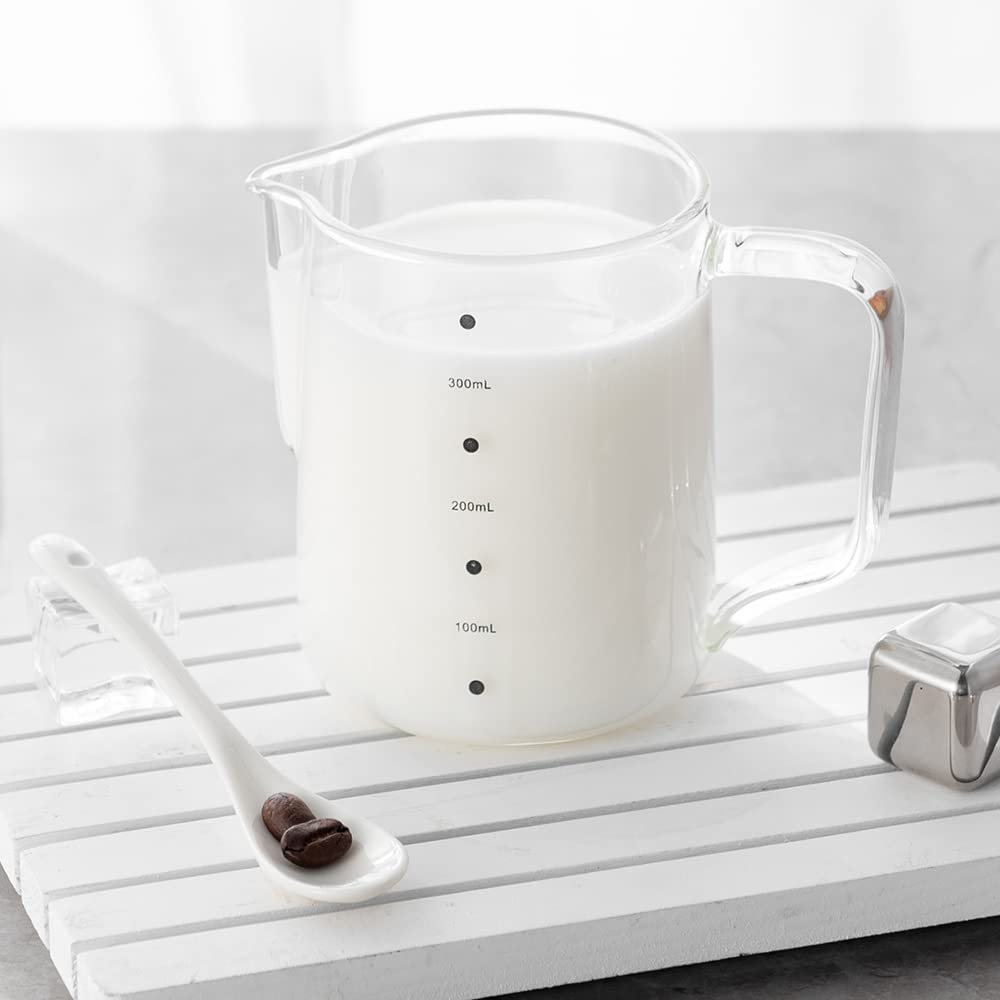 Amazon.co.jp: ミルクピッチャー ガラスミルクジャグ 350ml 透明